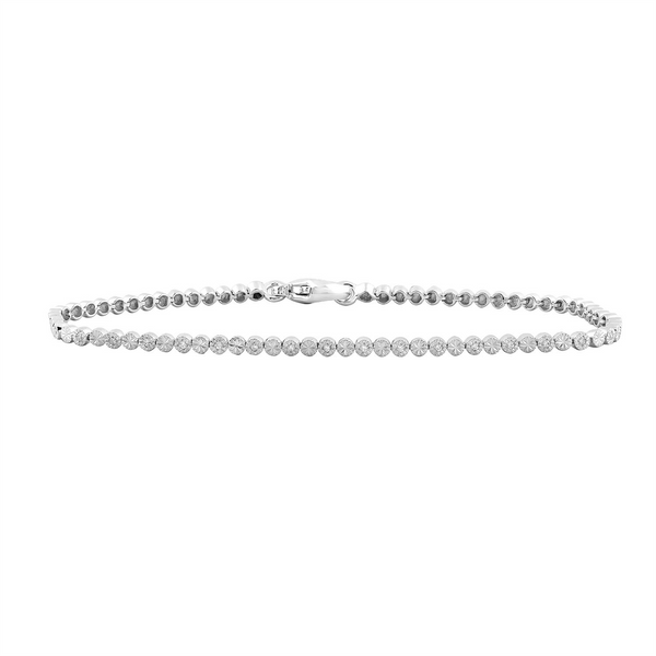 9ct White Gold 1.00ct Diamond Tennis Bracelet - alternate view
