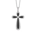 18ct White Gold Black Onyx And Diamond Set Cross On Chain