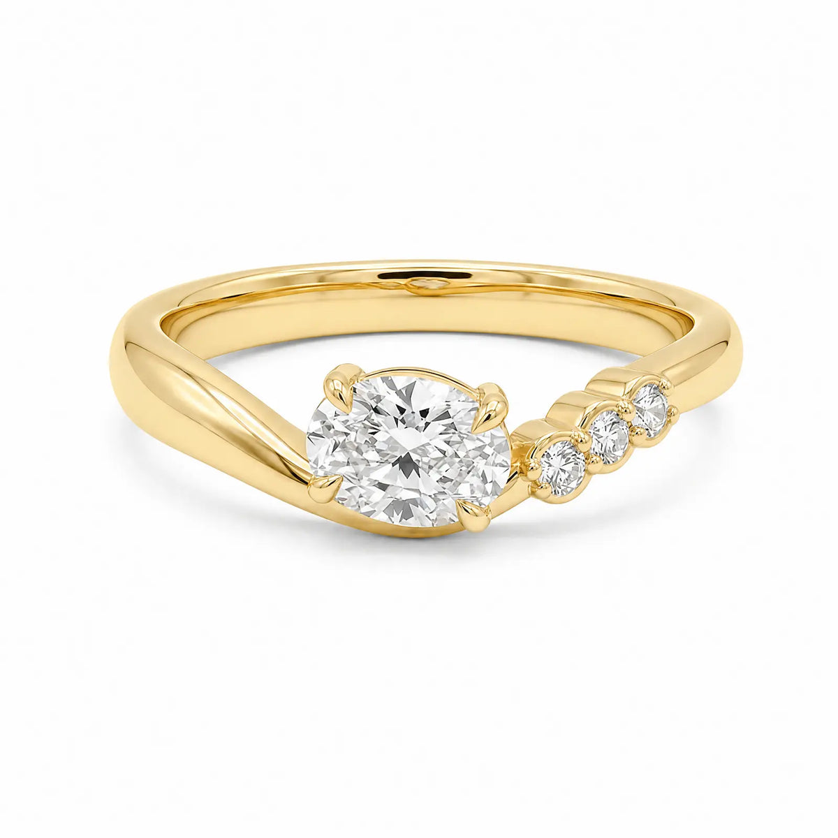 9ct Yellow Gold Oval Lab Grown Diamond East To West Ring