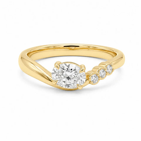 9ct Yellow Gold Oval Lab Grown Diamond East To West Ring