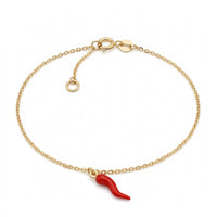 9ct Yellow Gold Bracelet With Red Horn Of Plenty Charm