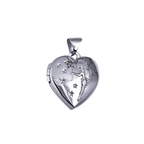 Sterling Silver Diamond Set Fairy Heart Locket - alternate view