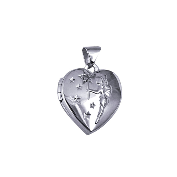 Sterling Silver Diamond Set Fairy Heart Locket - alternate view