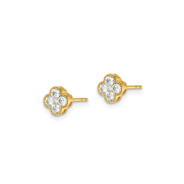 9ct Yellow Gold Lab Grown Diamond Four Leaf Clover Stud Earrings - alternate view
