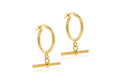 9ct Yellow Gold Creole T Bar Earrings