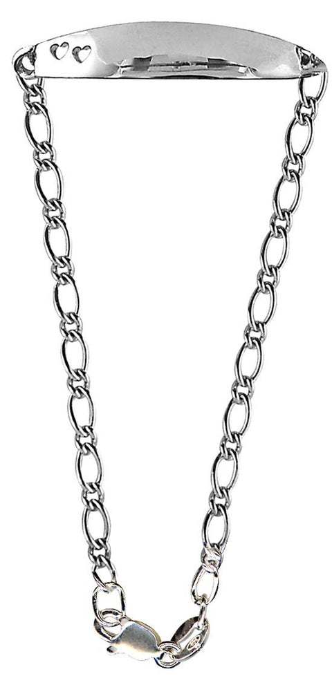 Sterling Silver Baby Id Engravable Bracelet With Heart Cut Outs - alternate view