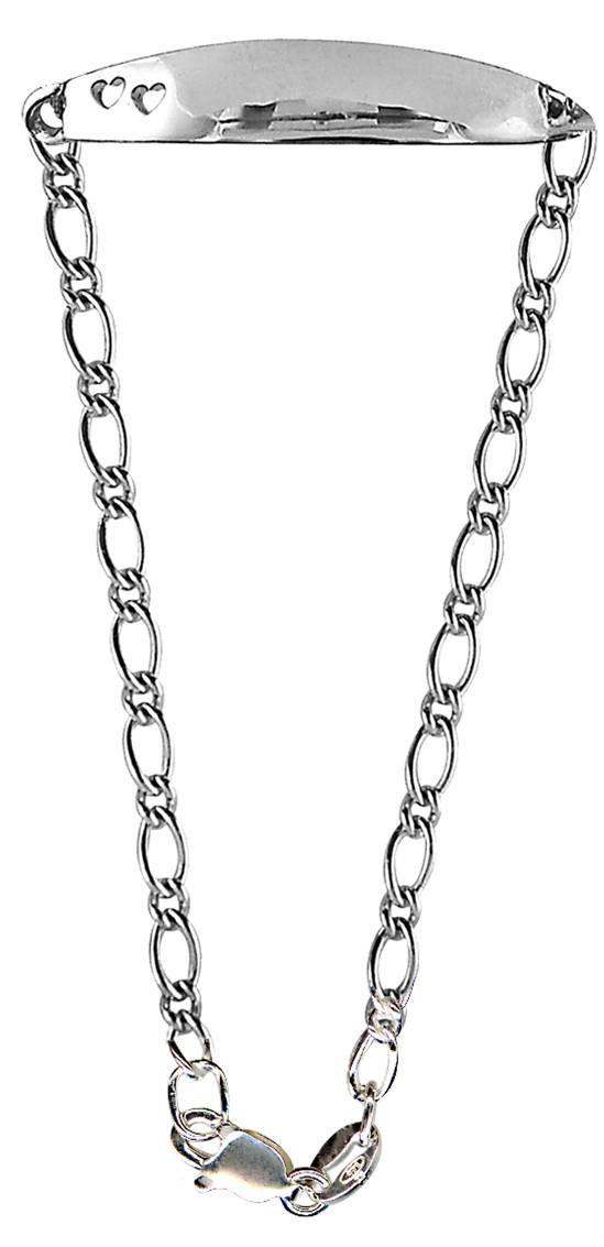 Sterling Silver Baby Id Engravable Bracelet With Heart Cut Outs - alternate view