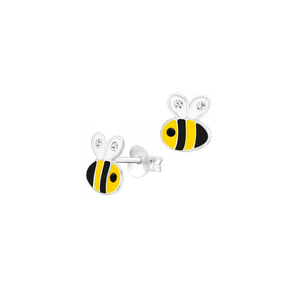 Sterling Silver Enamel Bee Stud Earrings - alternate view