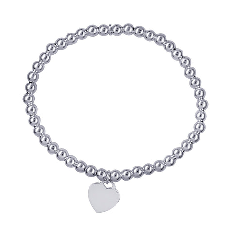 Sterling Silver Ball Bracelet With Heart - alternate view