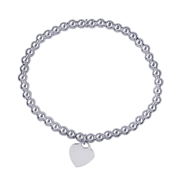 Sterling Silver Ball Bracelet With Heart - alternate view