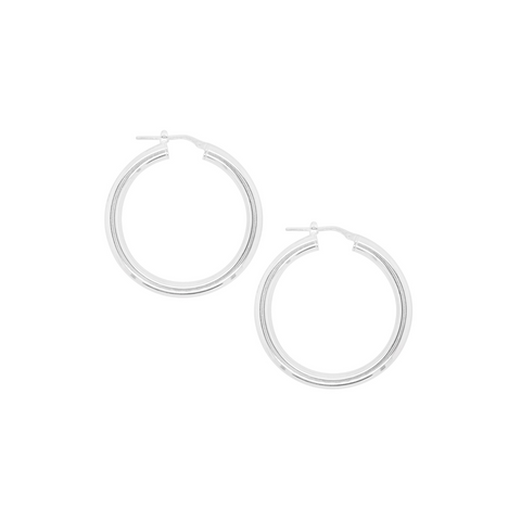 Sterling Silver Thick 30mm Italian Hoops - alternate view