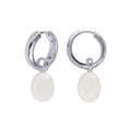 Sterling Silver Oval Freshwater Pearl Drop Huggies