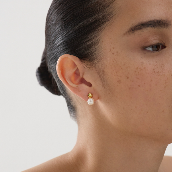 Najo Yellow Gold Plated Mirage Pearl Earrings - alternate view