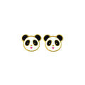 Yellow Gold Plated Enamelled Panda Stud Earrings