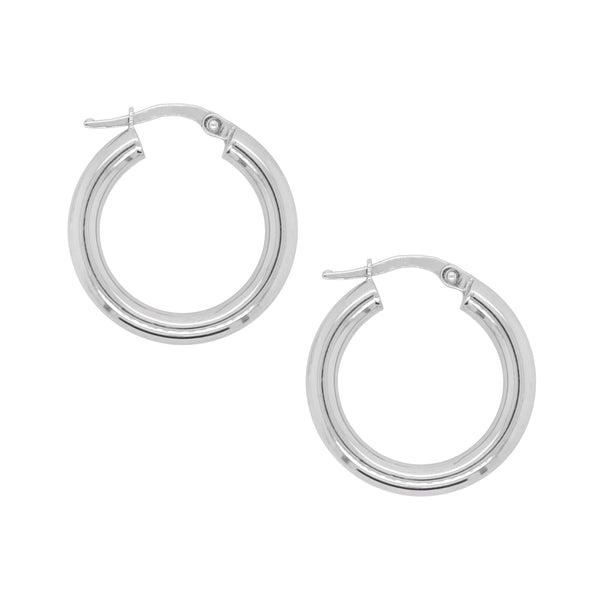 9ct White Gold 15mm Italian Hoops - alternate view