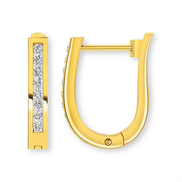 9ct Yellow Gold Diamond Huggie Earrings - alternate view