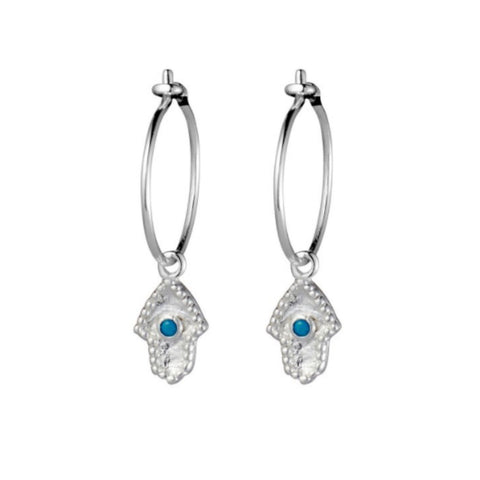 Sterling Silver Hamsa Hand Hoop Earrings - alternate view