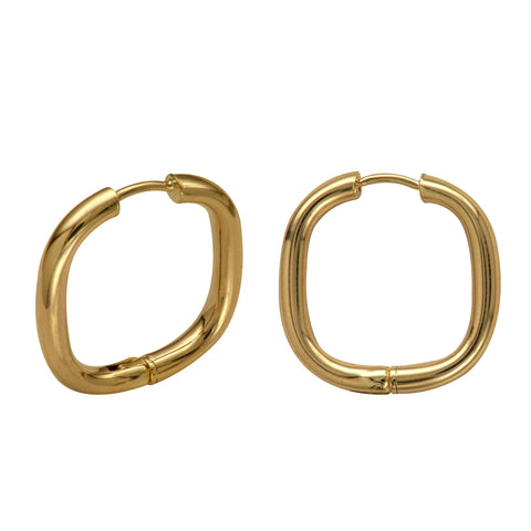 9ct Yellow Gold Square Huggie Earrings - alternate view