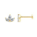 9ct Yellow Gold Marquise Trio Lab Grown Diamond Single Stud