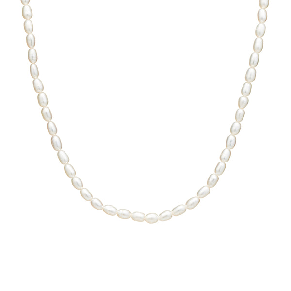 Yellow Gold Plated Short Rice Pearl Necklace - alternate view