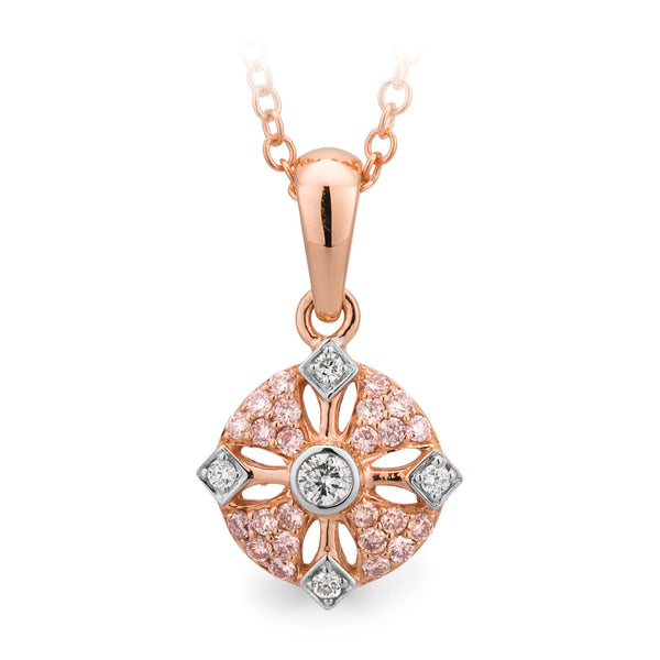9ct Rose Gold Australian Pink Diamond Antique Pendant - alternate view