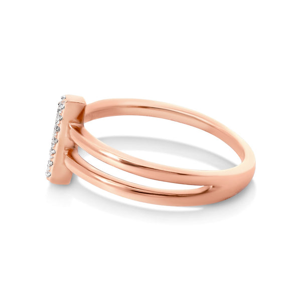 0.06ct Round Natural Diamond T Bar Dress Ring - alternate view