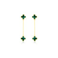 9ct Yellow Gold Malachite Clover Drop Stud Earrings