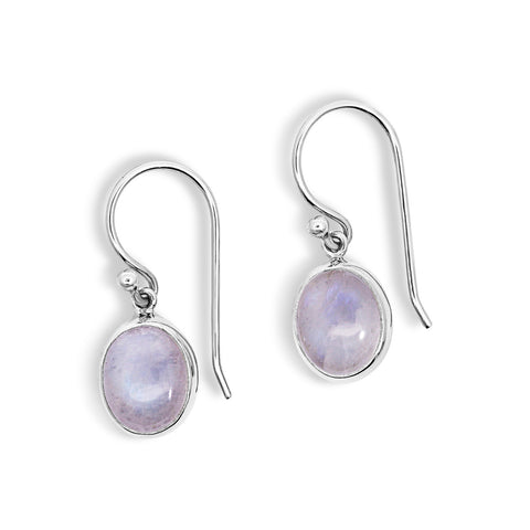 Sterling Silver Oval Moonstone Drop Earrings - alternate view