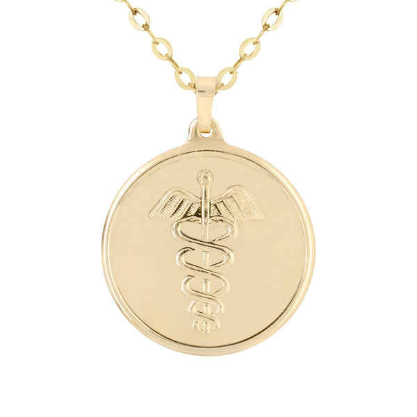 9ct Yellow Gold Round Medical Pendant - alternate view