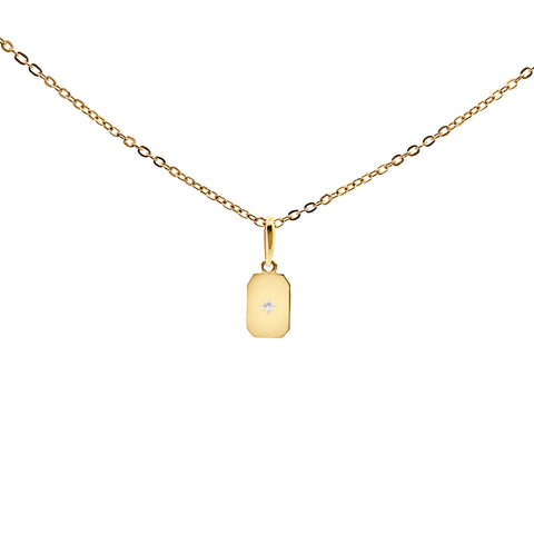 9ct Yellow Gold Cubic Zirconia Set Mini Rectangular Pendant. - alternate view