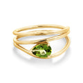 9ct Yellow Gold Three Band Peridot Dress Ring