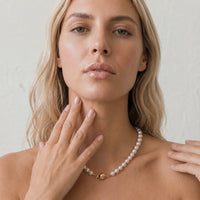 White Freshwater Pearl Necklace With 9ct Yellow Gold Clasp