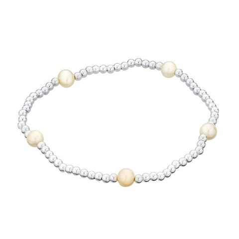 Sterling Silver Ball And Pearl Bracelet - alternate view