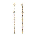 9ct Yellow Gold Fine Chain Bezel Set Lab Grown Diamond Stud Drop Earrings
