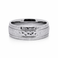 Stainless Steel Hammer Finish Men's Wedding Ring
