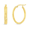 9ct Yellow Gold Oval Hoops With Diamond Cut Pattern