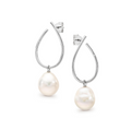 Sterling Silver Open U Shape Stud Earrings With Removeable Freshwater Pearl