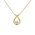 9ct Yellow Gold Open Tear Drop Cross Over Diamond Pendant