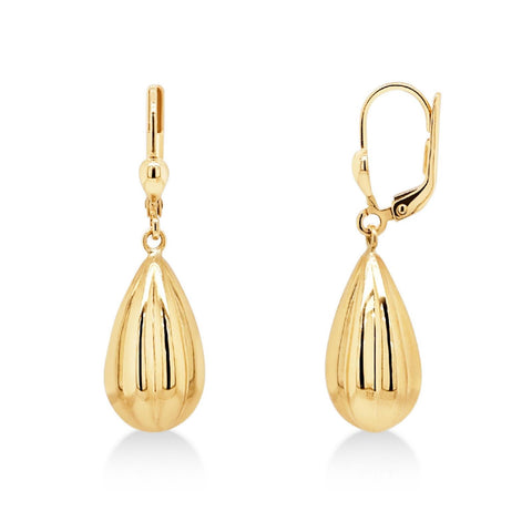 9ct Yellow Gold Fanned Teardrop Earrings - alternate view
