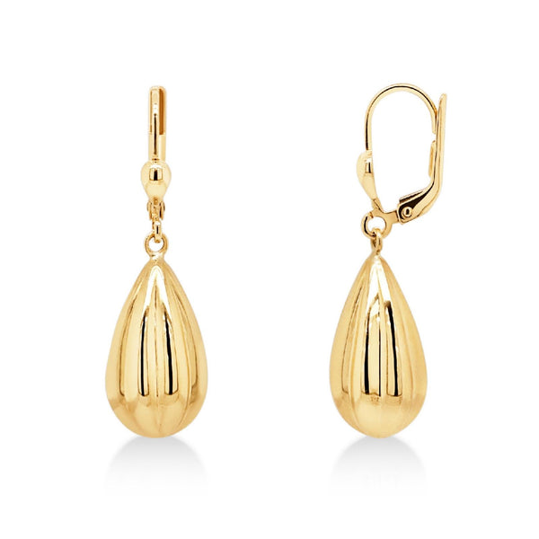 9ct Yellow Gold Fanned Teardrop Earrings - alternate view