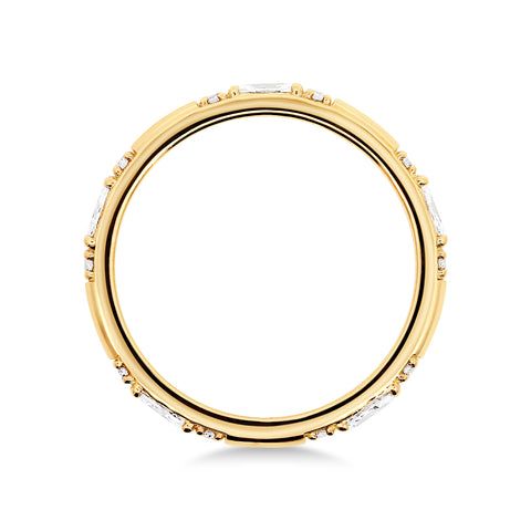 18ct Yellow Gold Marquise & Round Lab Grown Diamond Wedding Ring - alternate view