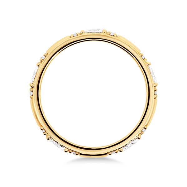 18ct Yellow Gold Marquise & Round Lab Grown Diamond Wedding Ring - alternate view