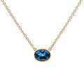 9ct Yellow Gold Oval London Blue Topaz Necklace