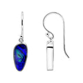Sterling Silver Elongated Oval Blue Opal Drop Earrings