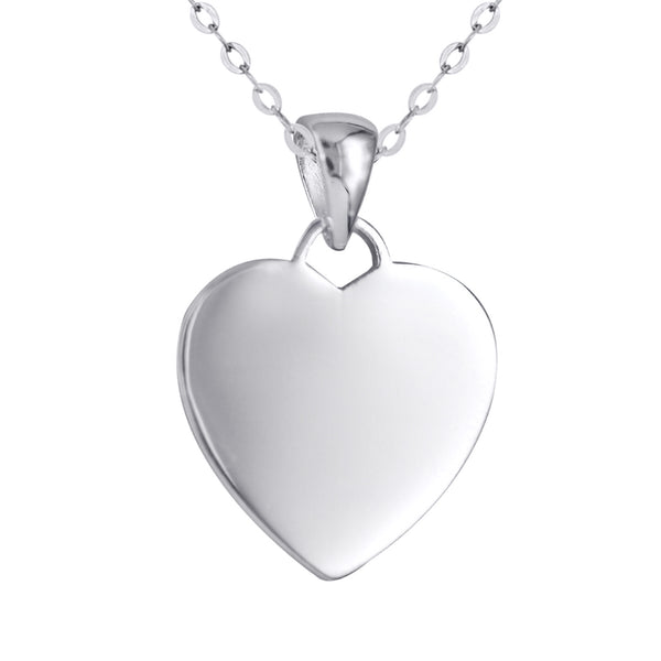 Sterling Silver Flat Heart Pendant - alternate view