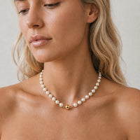 14ct Yellow Gold Bead And Pearl Necklace