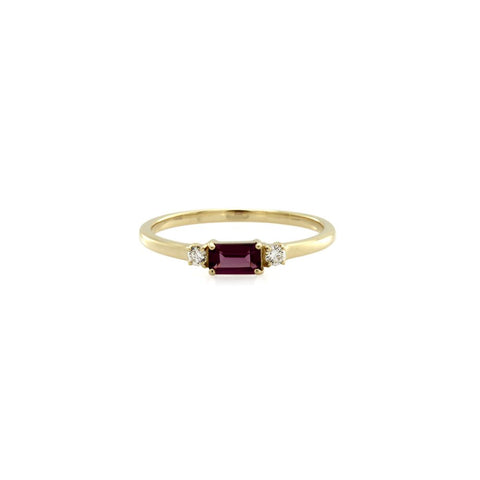 9ct Yellow Gold Rhodolite Garnet and Diamond Dress Ring - alternate view