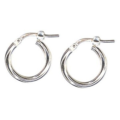 Sterling Silver Twist Hoop Earrings - alternate view