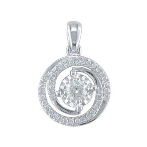 9ct White Gold Diamond Set Swirl Pendant - alternate view