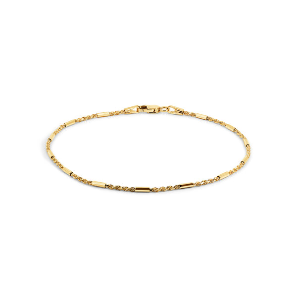 9ct Yellow Gold Italian Octagonal Tube And Wheat Chain Bracelet - alternate view